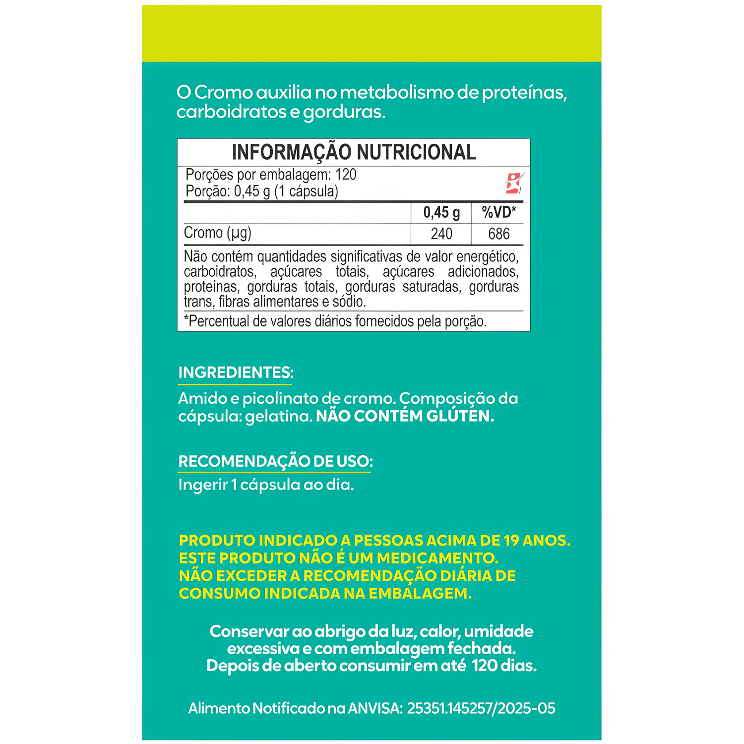 Kit 2 Picolinato De Cromo Maltta Nutrition 120 Cápsulas