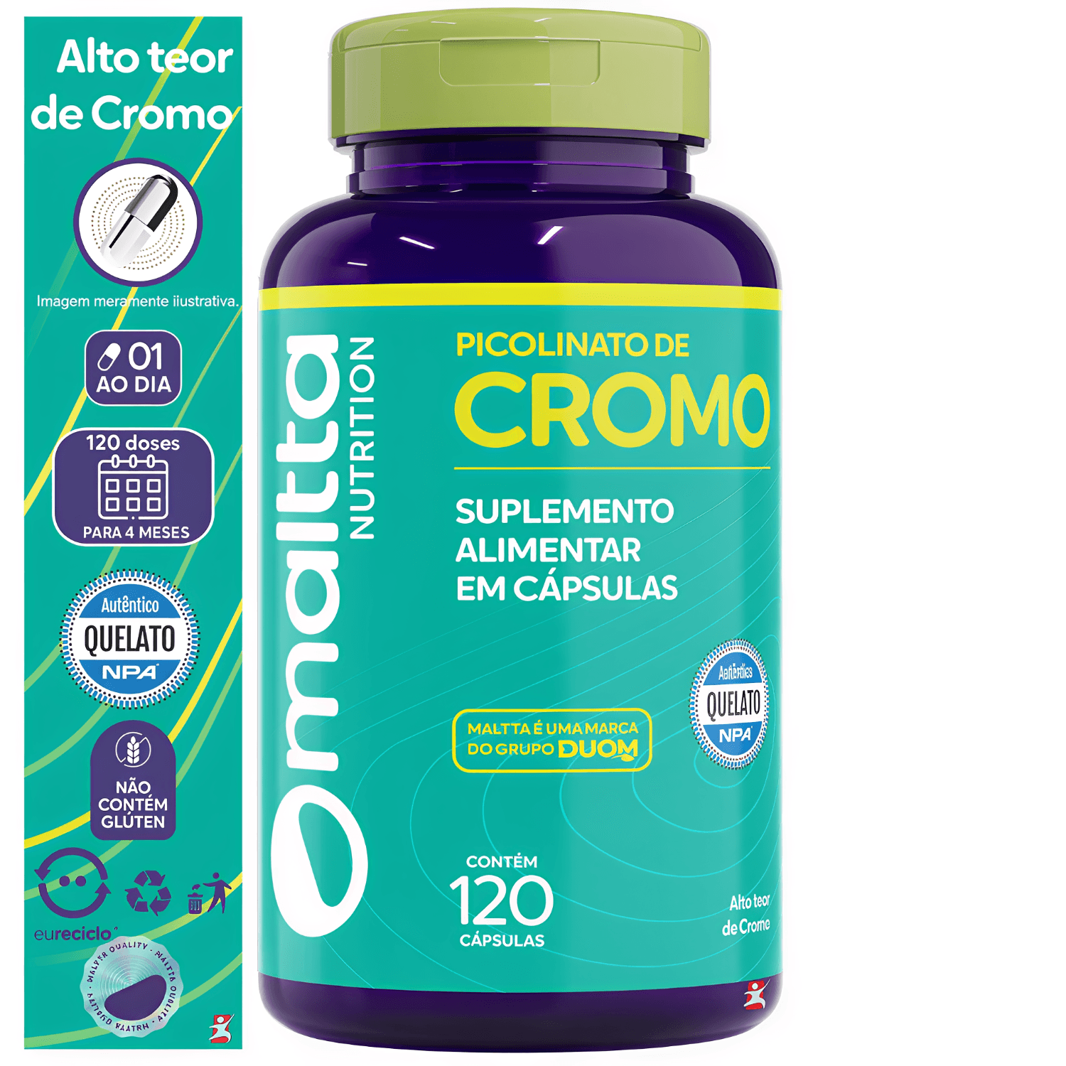 Kit 2 Picolinato De Cromo Maltta Nutrition 120 Cápsulas