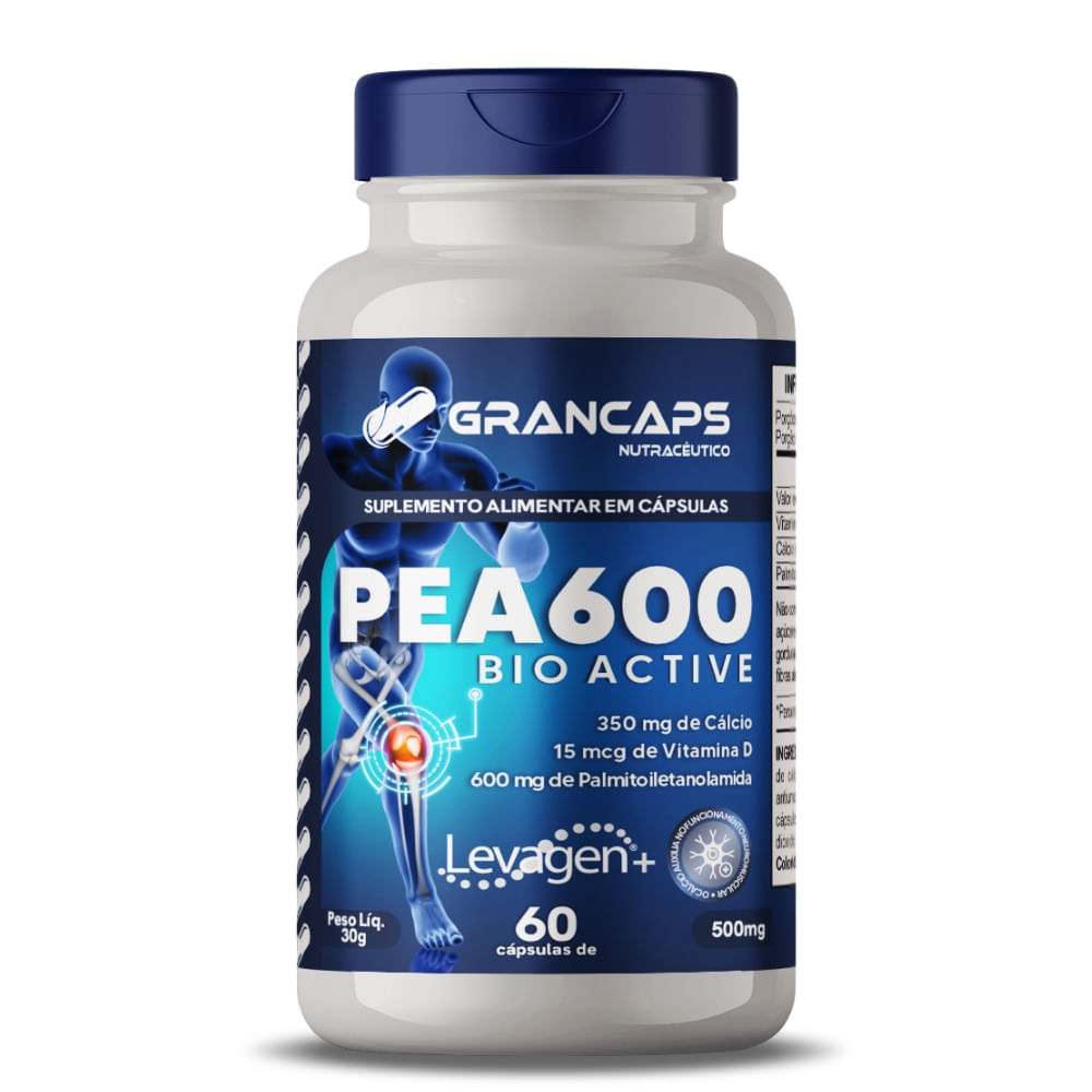 Pea 600 Bio Active Analgésico Grancaps 500mg 60 Cápsulas