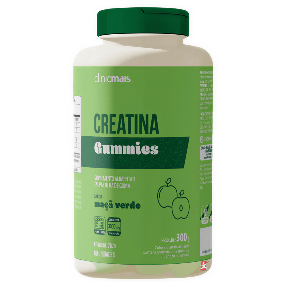 Creatina Gummies Clinicmais Sabor Maçã Verde 60 Gomas