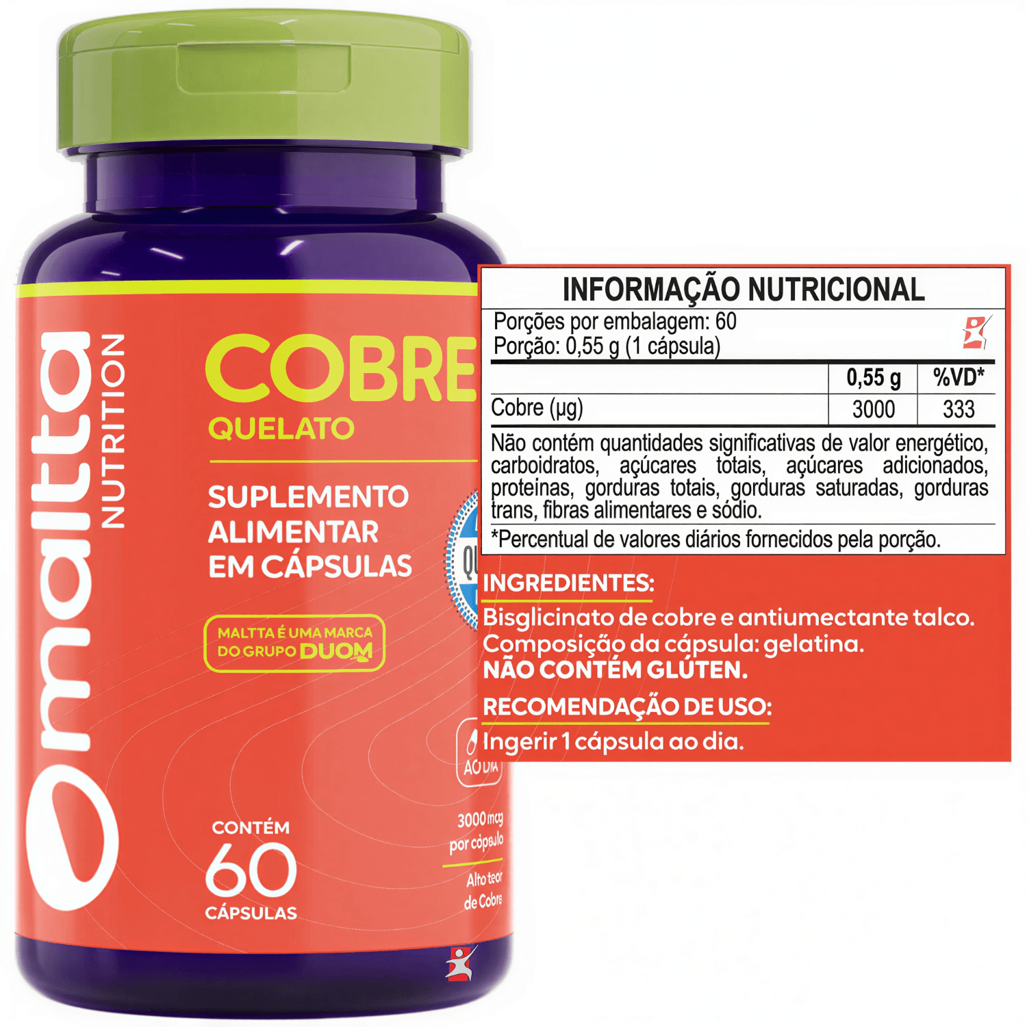 Cobre Quelato Selo Npa Maltta Nutrition 60 Cápsulas
