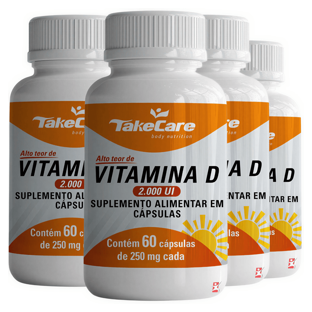 Kit 4 Vitamina D 2000ui Take Care 60 Cápsulas