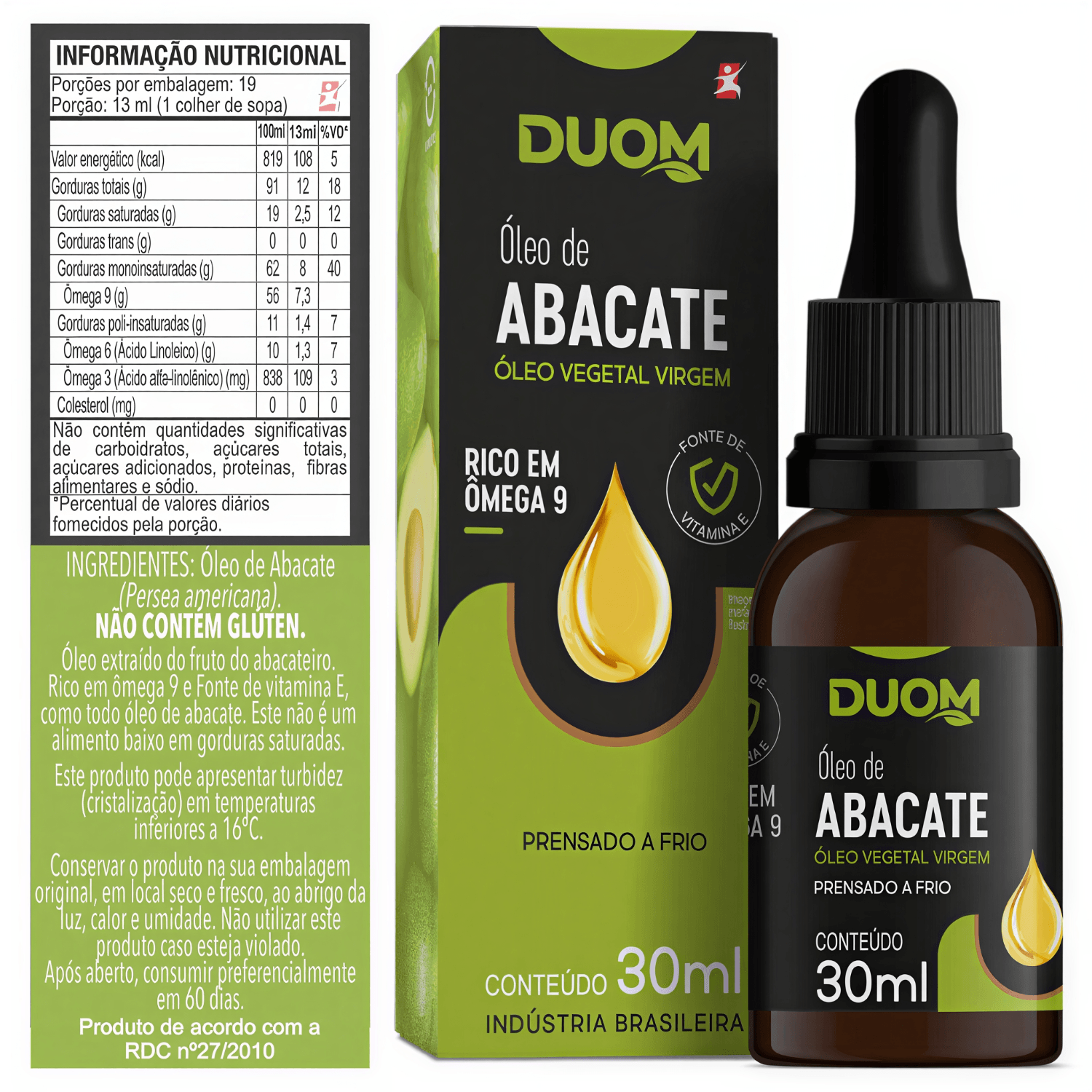 Óleo Vegetal Virgem De Abacate Duom Maltta Nutrition 30ml