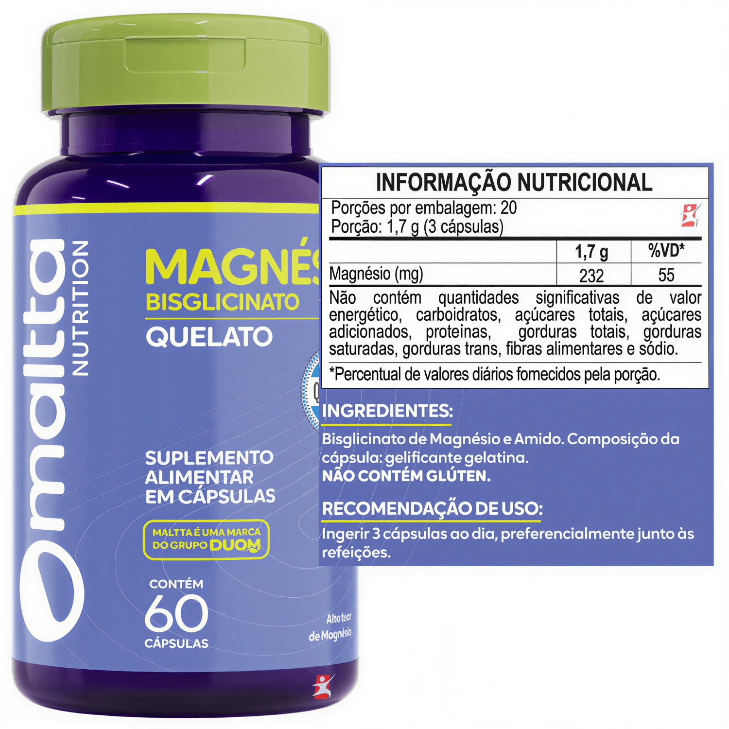 Magnésio Bisglicinato Quelato Autêntico Quelato Npa® Maltta Nutrition 60 Cápsulas