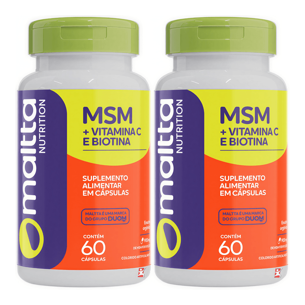 Kit 2 Msm + Vitamina C + Biotina Maltta Nutrition 60 Cápsulas