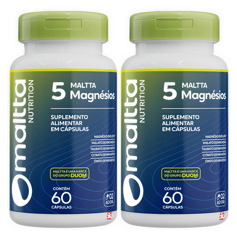 Kit 2 Maltta 5 Magnésios Maltta Nutrition 60 Cápsulas