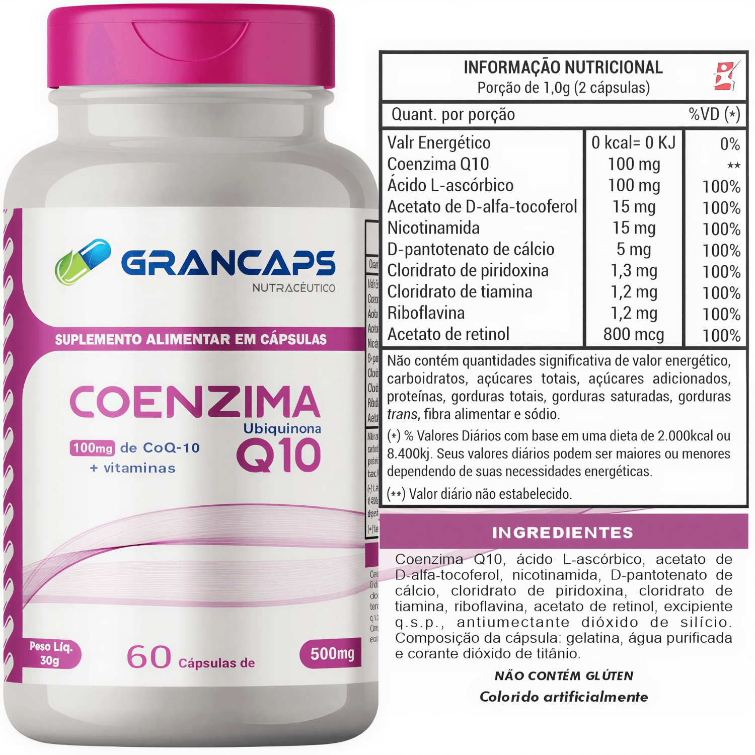 Coenzima Q10 Mais Vitaminas Grancaps 60 cápsulas