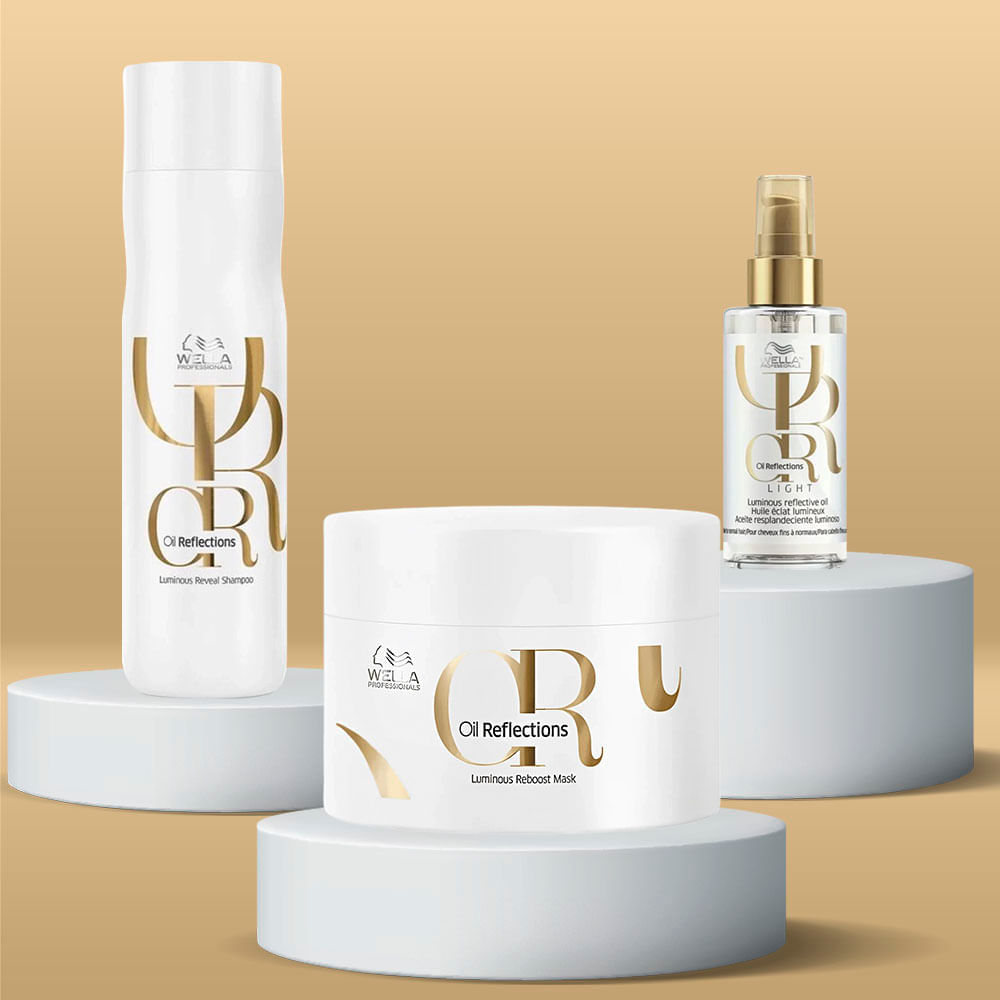 Kit Shampoo 250ml + Máscara 150ml + Óleo Capilar Light Oil 100ml Reflections Wella Professionals