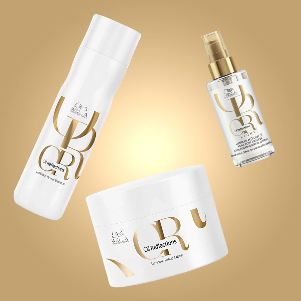 Kit Shampoo 250ml + Máscara 150ml + Óleo Capilar Light Oil 100ml Reflections Wella Professionals