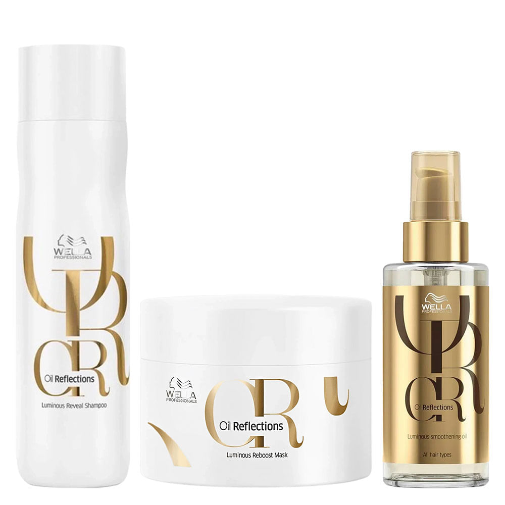 Kit Shampoo 250ml + Máscara 150ml + Óleo Capilar Smoothening 100ml Oil Reflections Wella Professionals