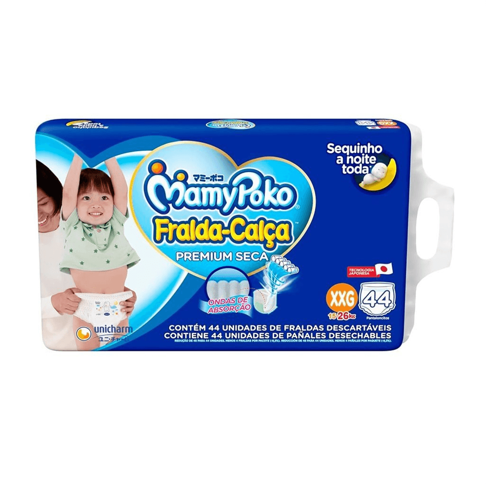 Fralda Calça Super Seca Mamypoko Tamanho Xxg 44 Unidades Descartáveis