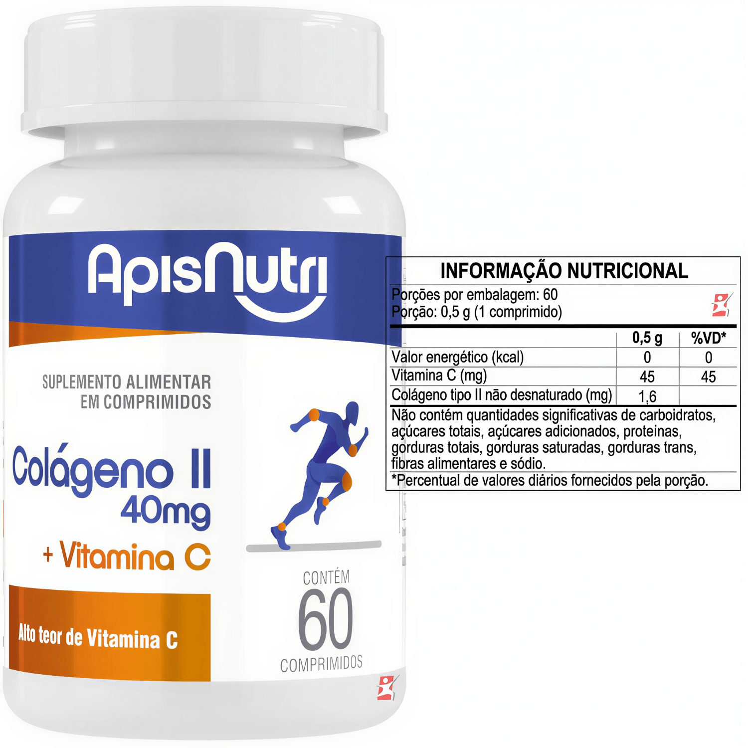 Colágeno Tipo 2 + Vitamina C Apisnutri 60 Comprimidos