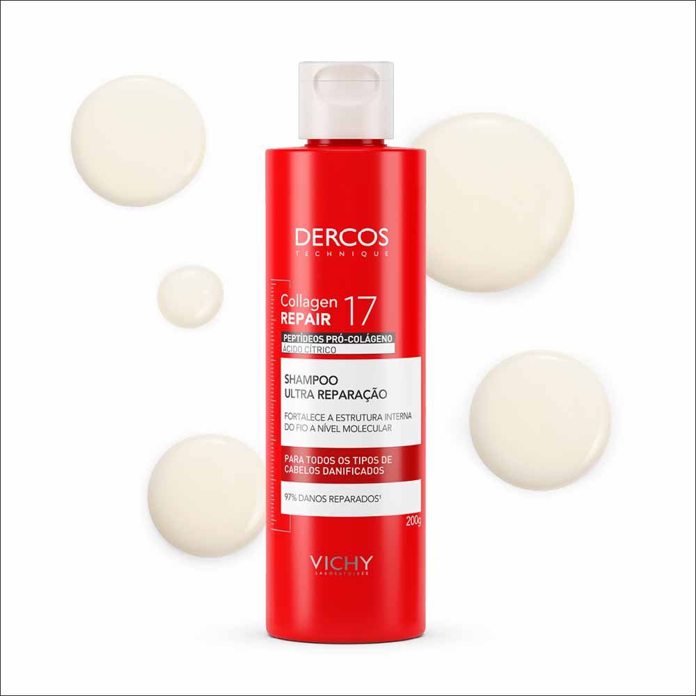 Shampoo Ultra Reparação Dercos Collagen Repair 17 Vichy 200ml