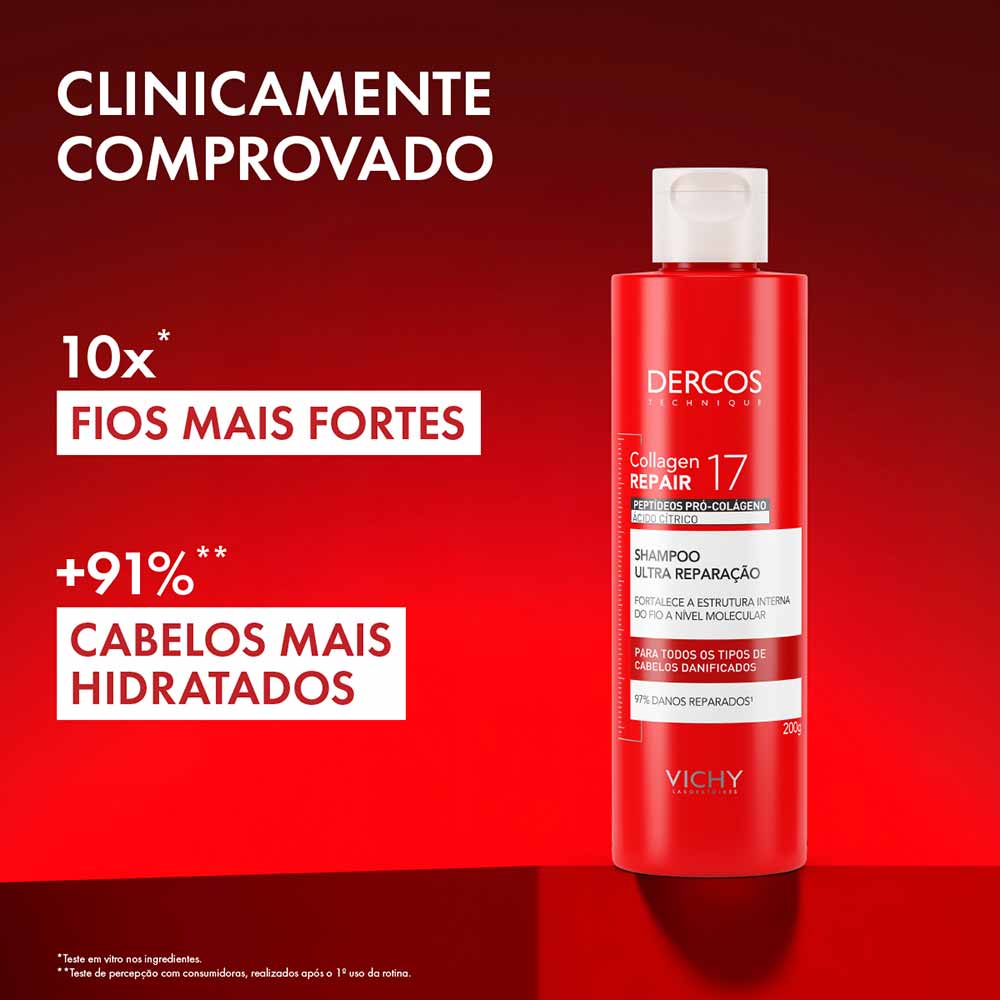 Shampoo Ultra Reparação Dercos Collagen Repair 17 Vichy 200ml