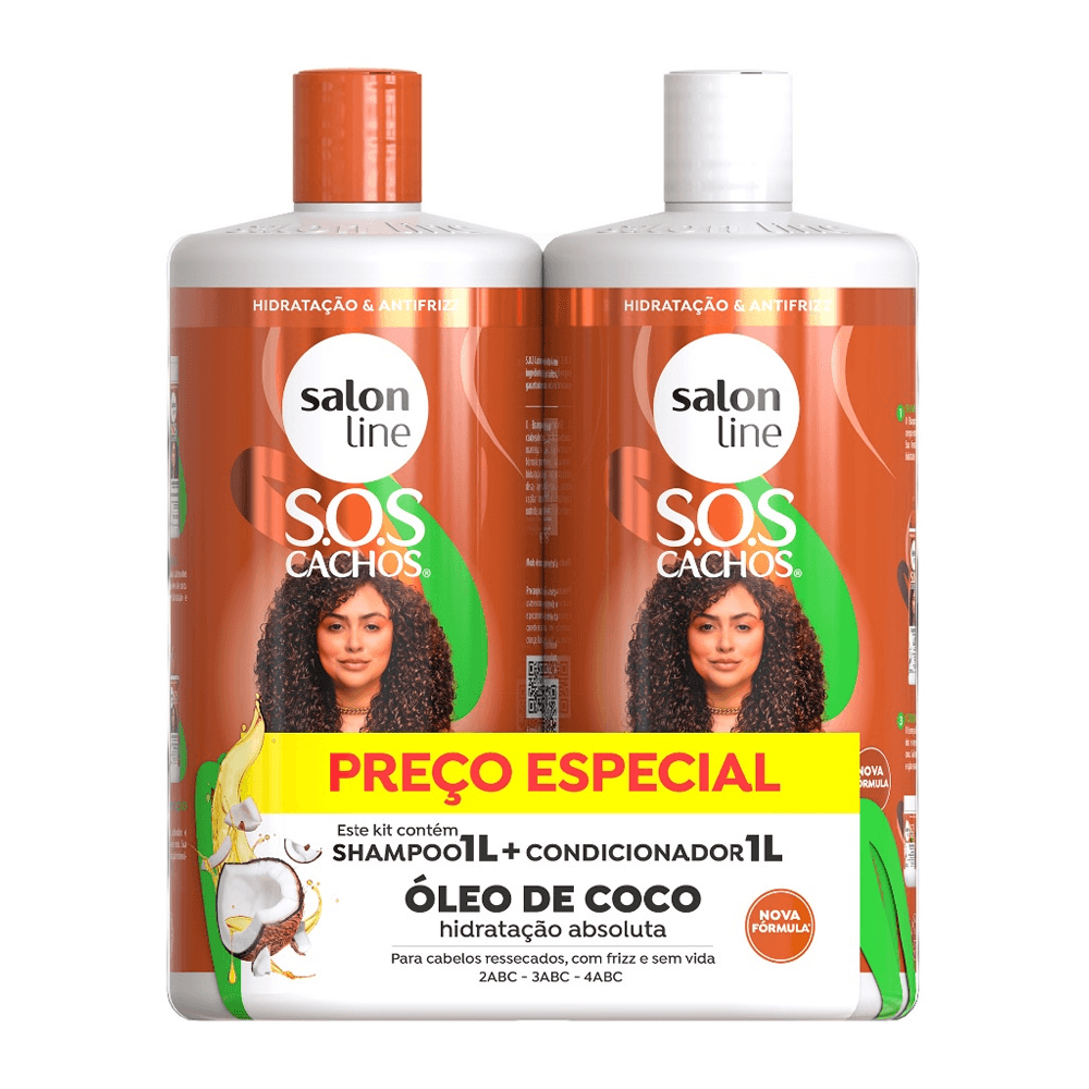Kit Shampoo + Condicionador SOS Cachos Coco Profundo Salon Line 1L