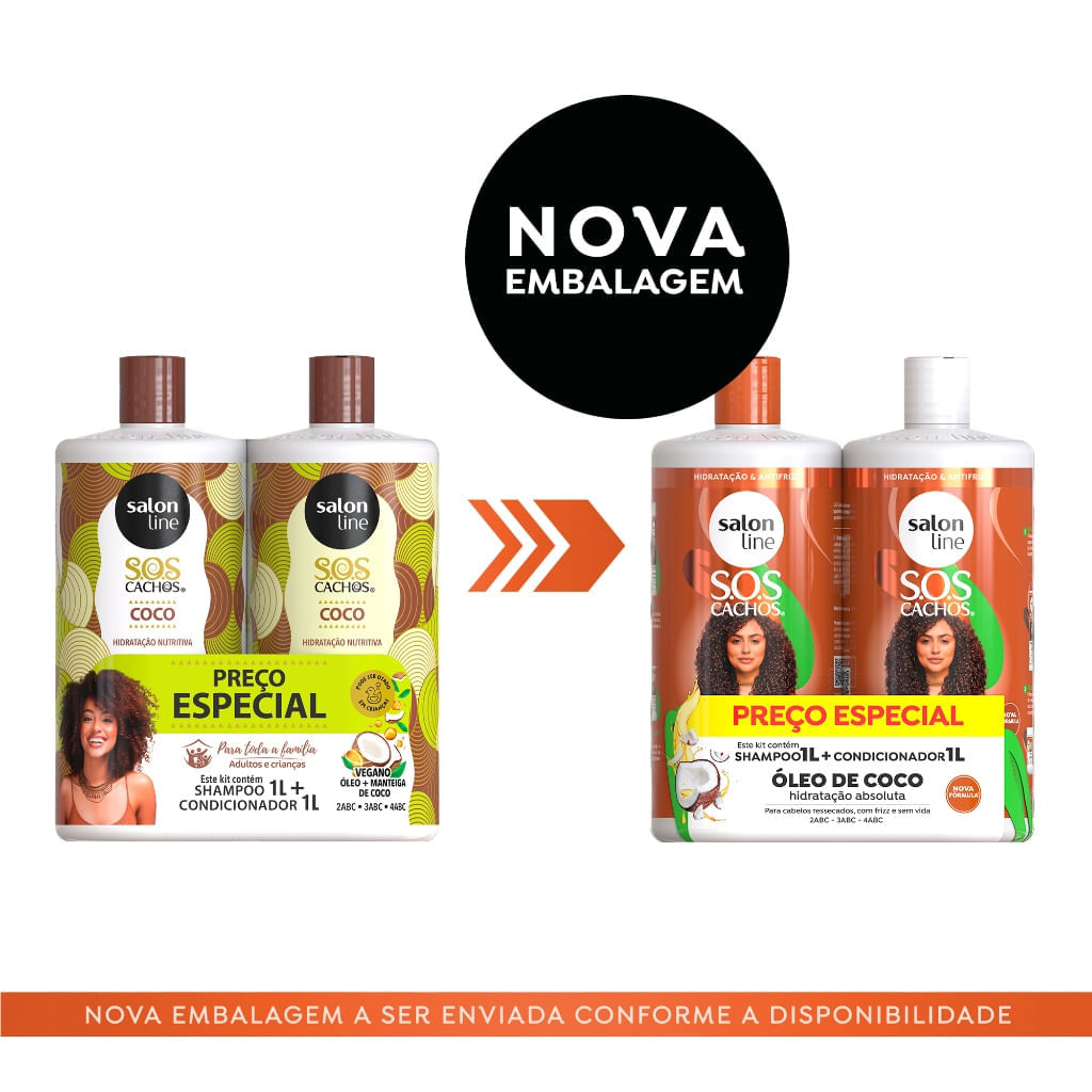 Kit Shampoo + Condicionador SOS Cachos Coco Profundo Salon Line 1L