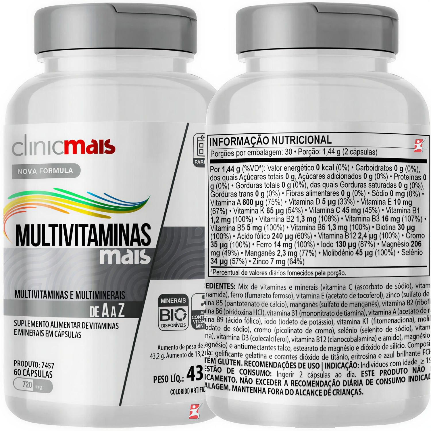 Multivitaminas Mais Multiminerais De A-z Clinicmais 60 Cápsulas