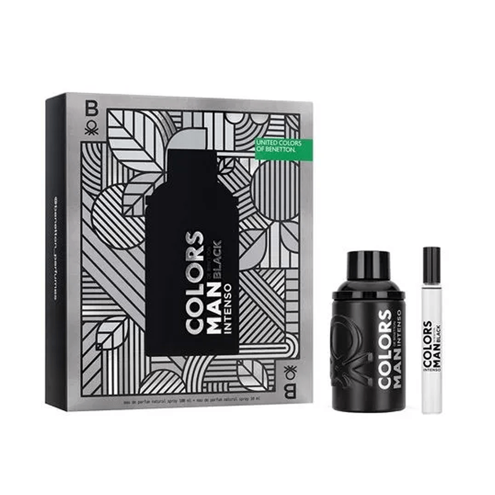 Kit Perfume Masculino Benetton United Colors Man Black Intenso Eau De Parfum 100ml + Travel Size 10ml