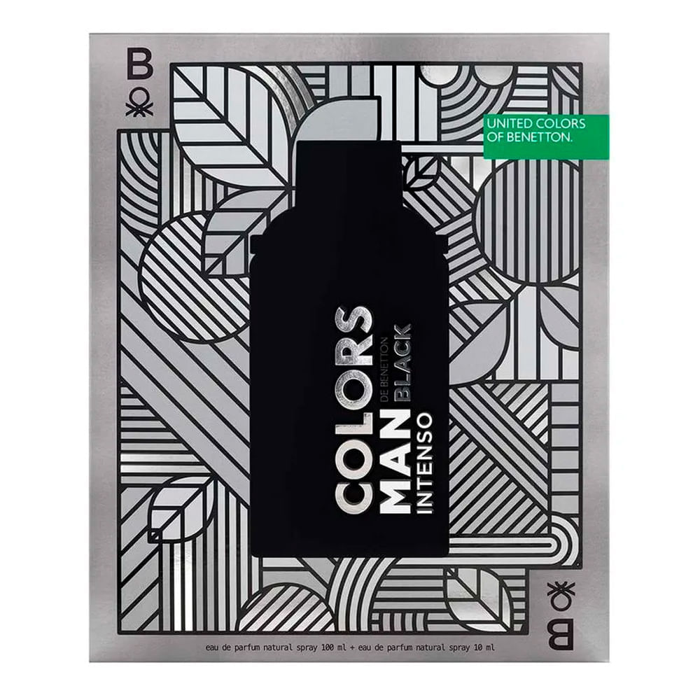 Kit Perfume Masculino Benetton United Colors Man Black Intenso Eau de Parfum 100ml + Travel Size 10ml
