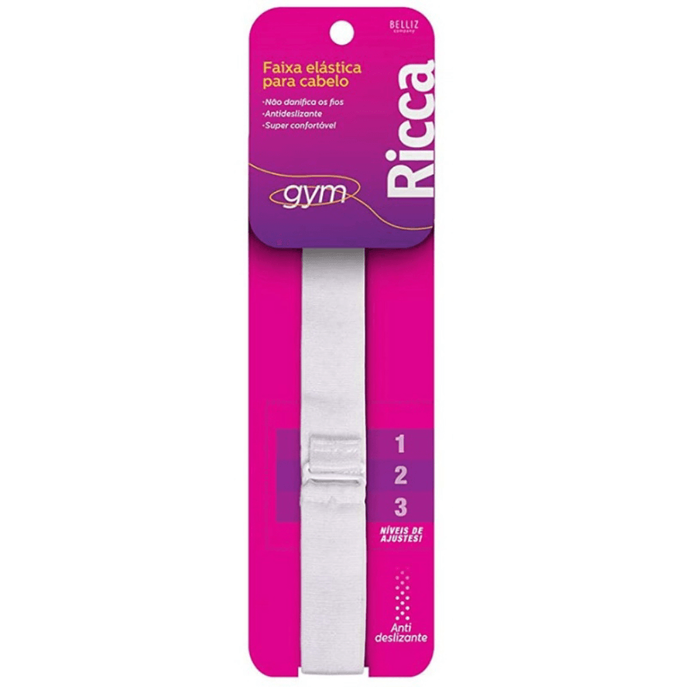 Faixa De Cabelo Gym Ajustável Ricca Branca