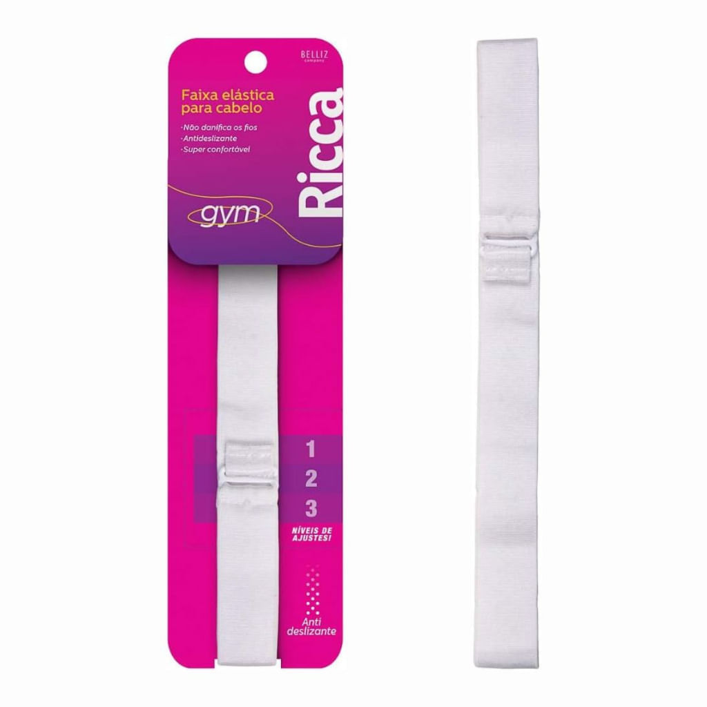 Faixa De Cabelo Gym Ajustável Ricca Branca