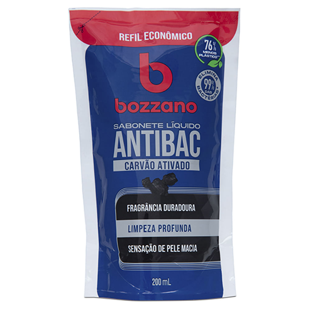 Sabonete Líquido Antibacteriano Bozzano Carvão Ativado Refil 200ml
