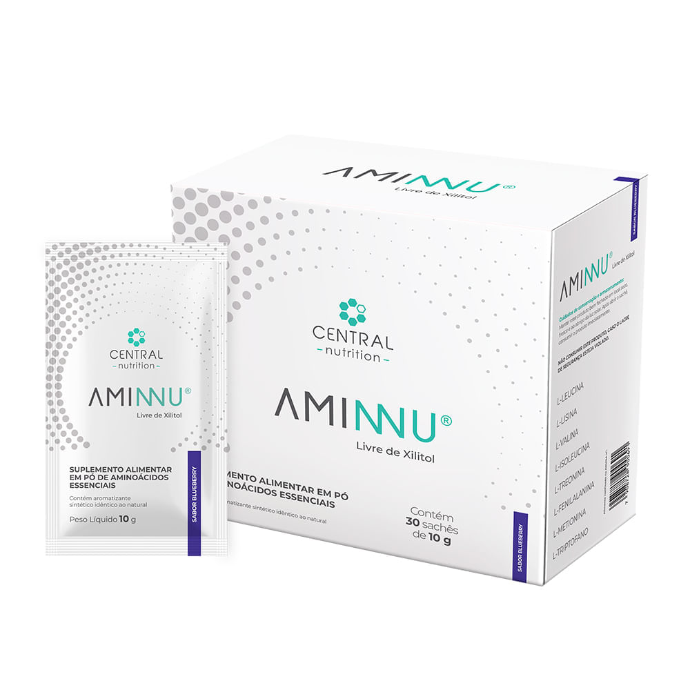 Aminnu® Sem Xilitol  10g 30 Sachês Blueberry