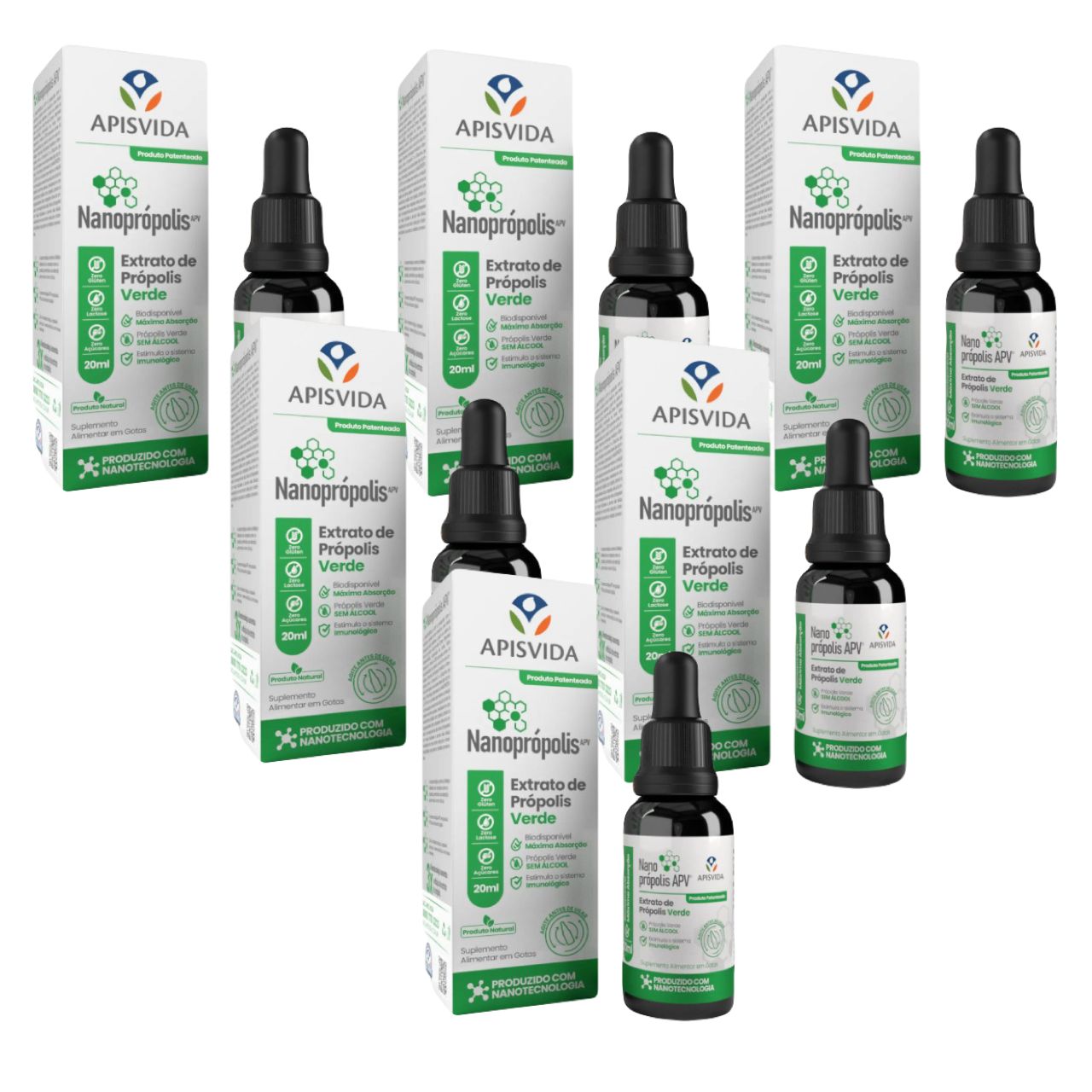 Kit 6 Extrato De Própolis Nanoprópolis Verde Apis Vida 20ml