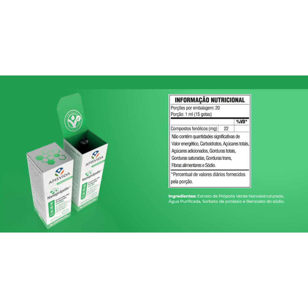 Kit 6 Extrato de Própolis Nanoprópolis Verde Apis Vida 20ml