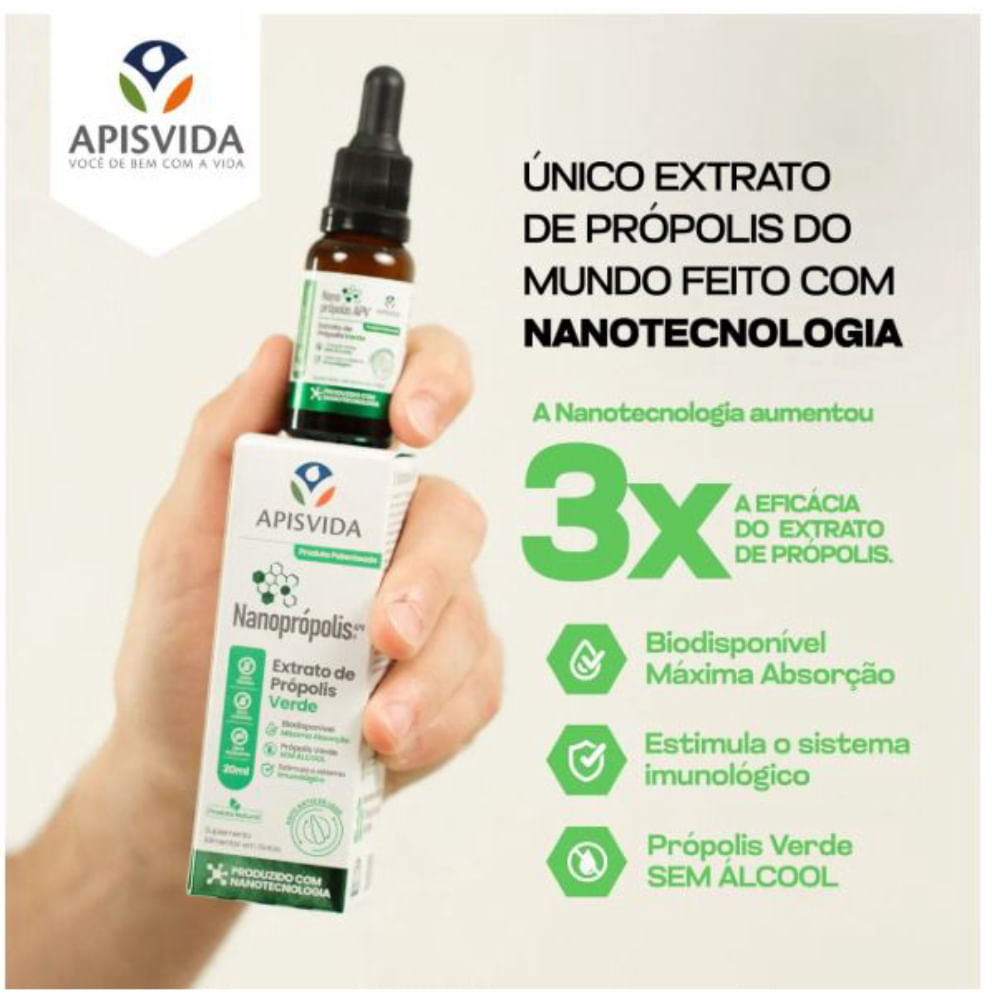 Kit 6 Extrato de Própolis Nanoprópolis Verde Apis Vida 20ml