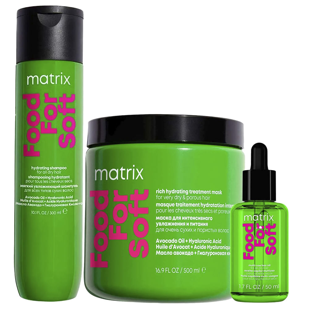 Kit Matrix Food For Soft Shampoo 300ml + Máscara 500ml + Óleo Capilar 50ml