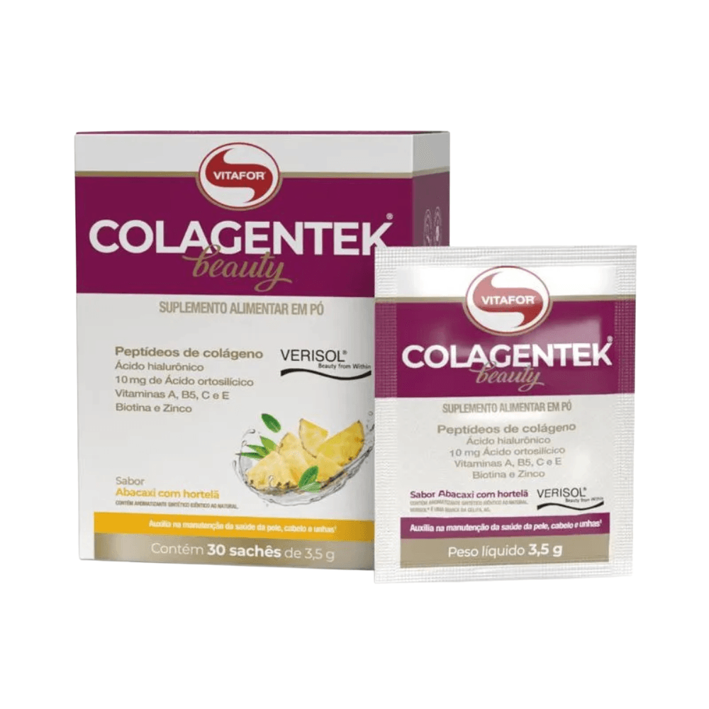 Colágeno Verisol Colagentek Beauty Vitafor Abacaxi Com Hortelã 30 Sachês