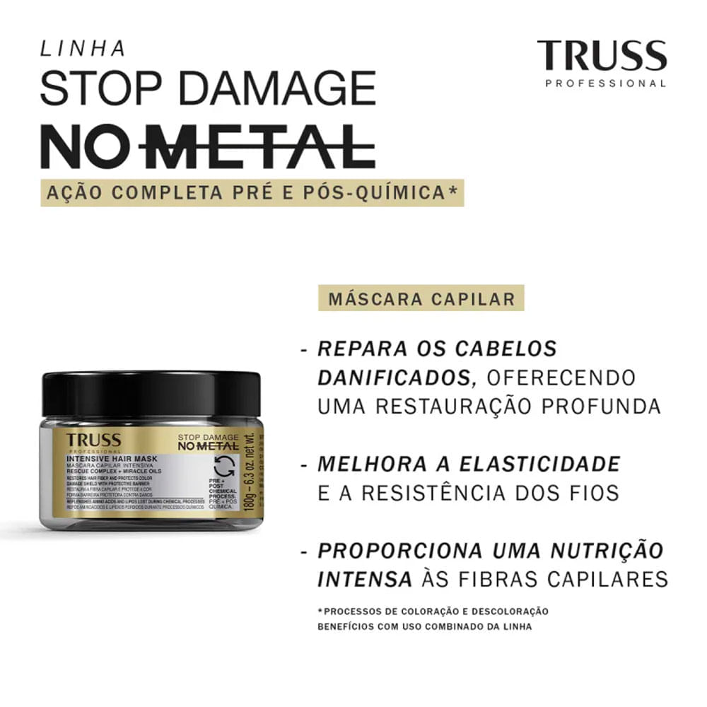 Máscara Capilar Professional Stop Damage no Metal Truss 180g
