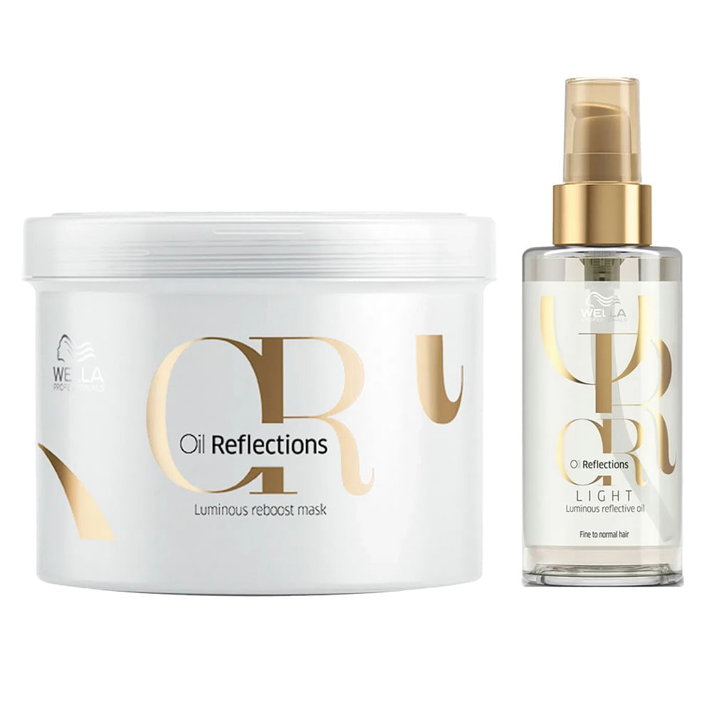 Kit Máscara 500ml + Óleo Capilar 100ml Light Oil Reflections Wella Professionals