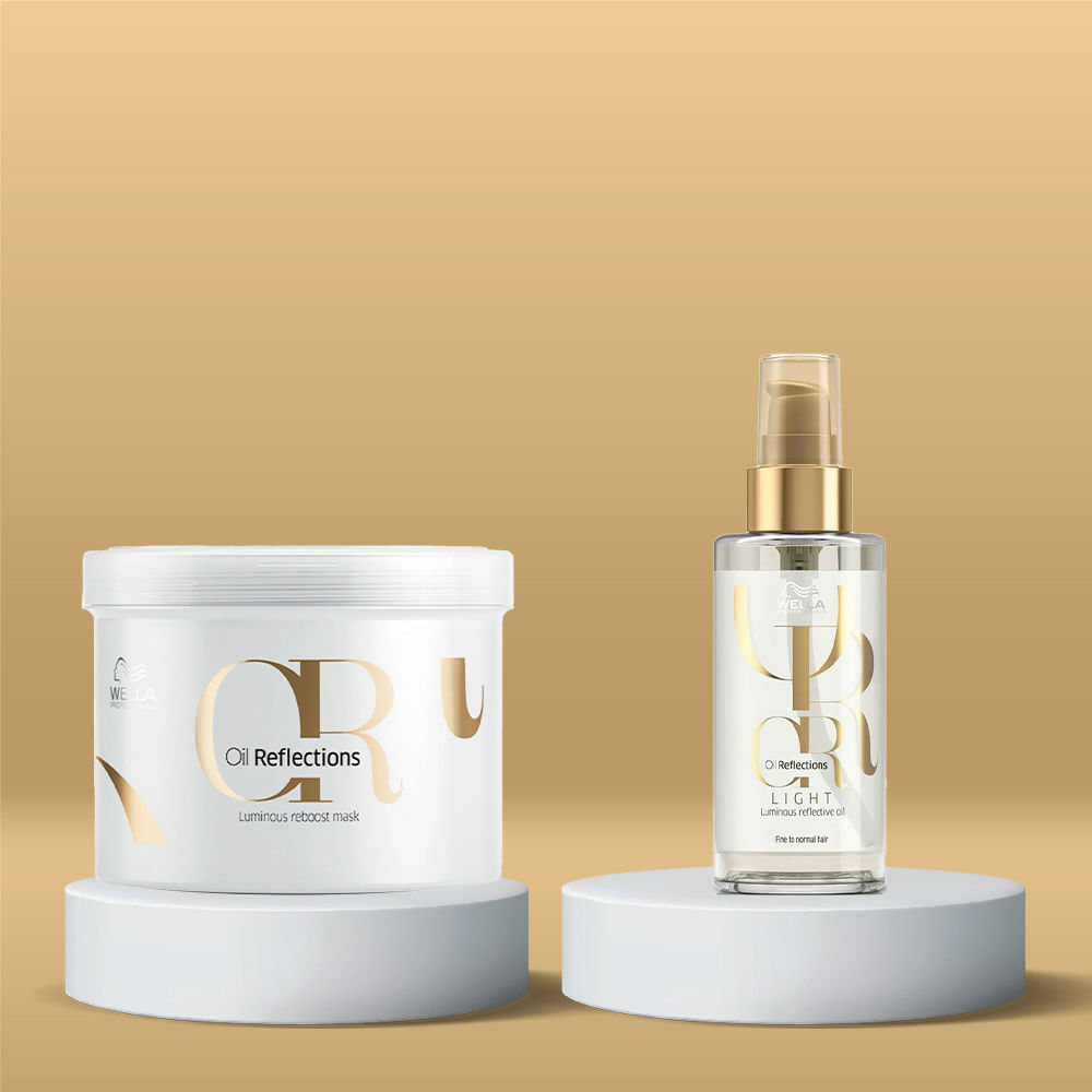 Kit Máscara 500ml + Óleo Capilar 100ml Light Oil Reflections Wella Professionals