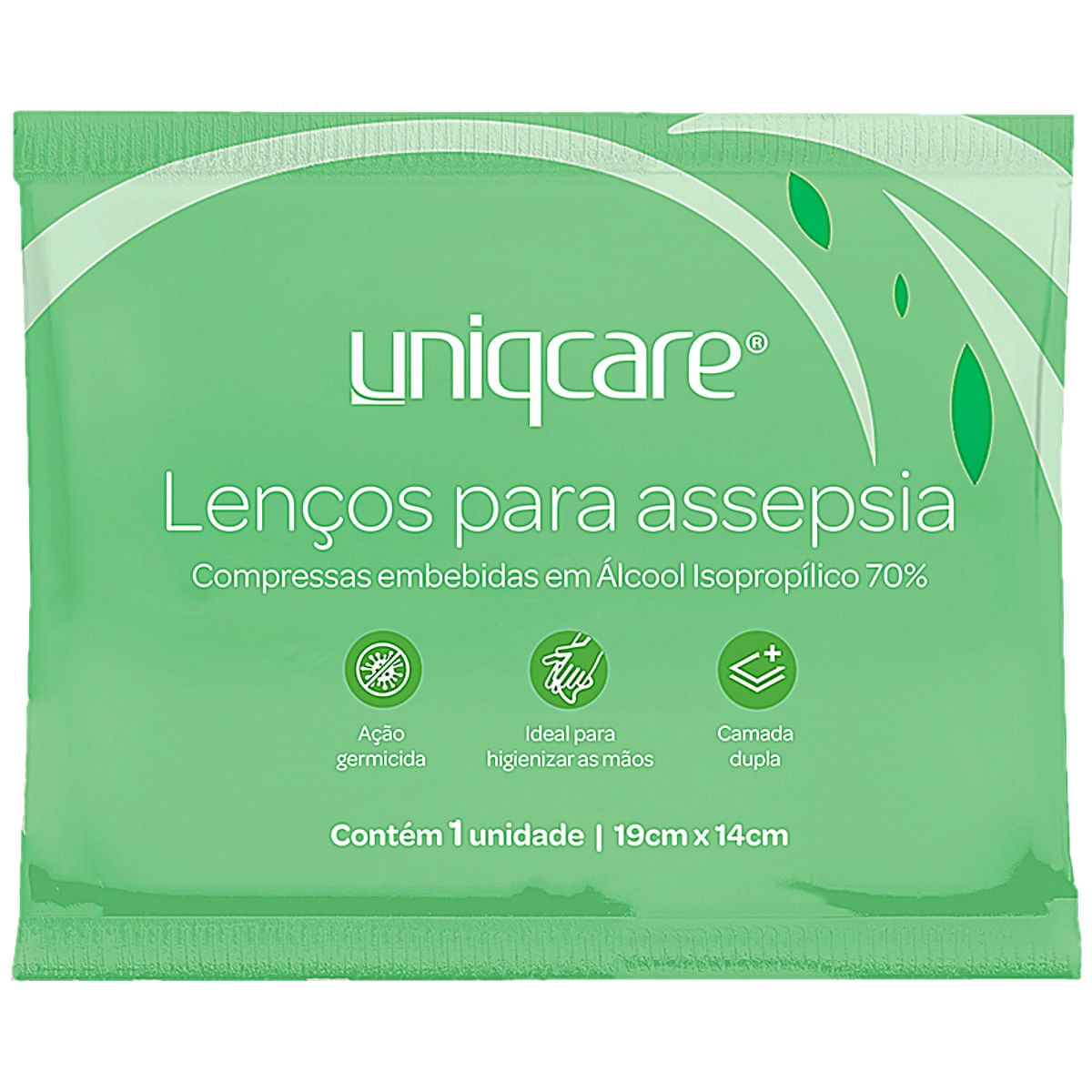 Lenços para Assepsia Uniqcare 19x14cm 50 unidades