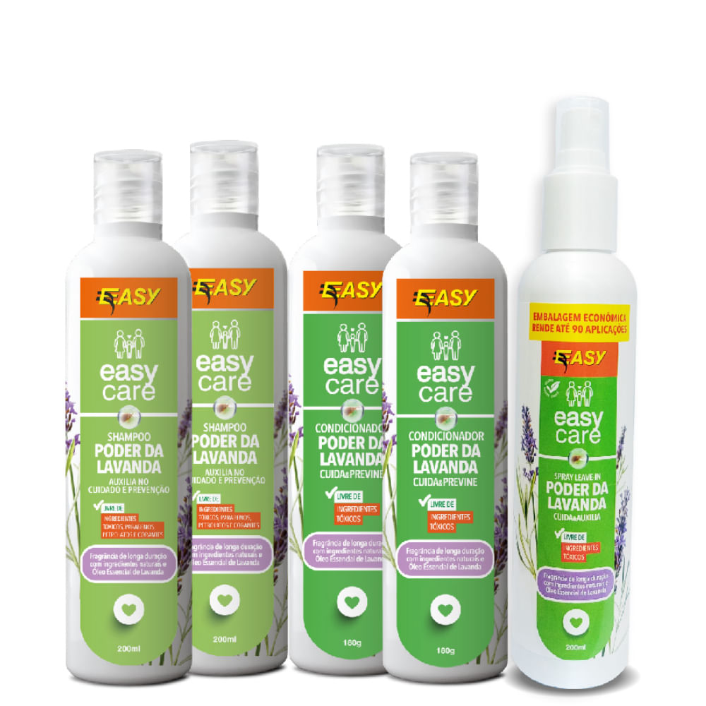 Kit 2 Shampoo Poder Da Lavanda 200ml + 2 Condicionador 180g + Leave-in 200ml