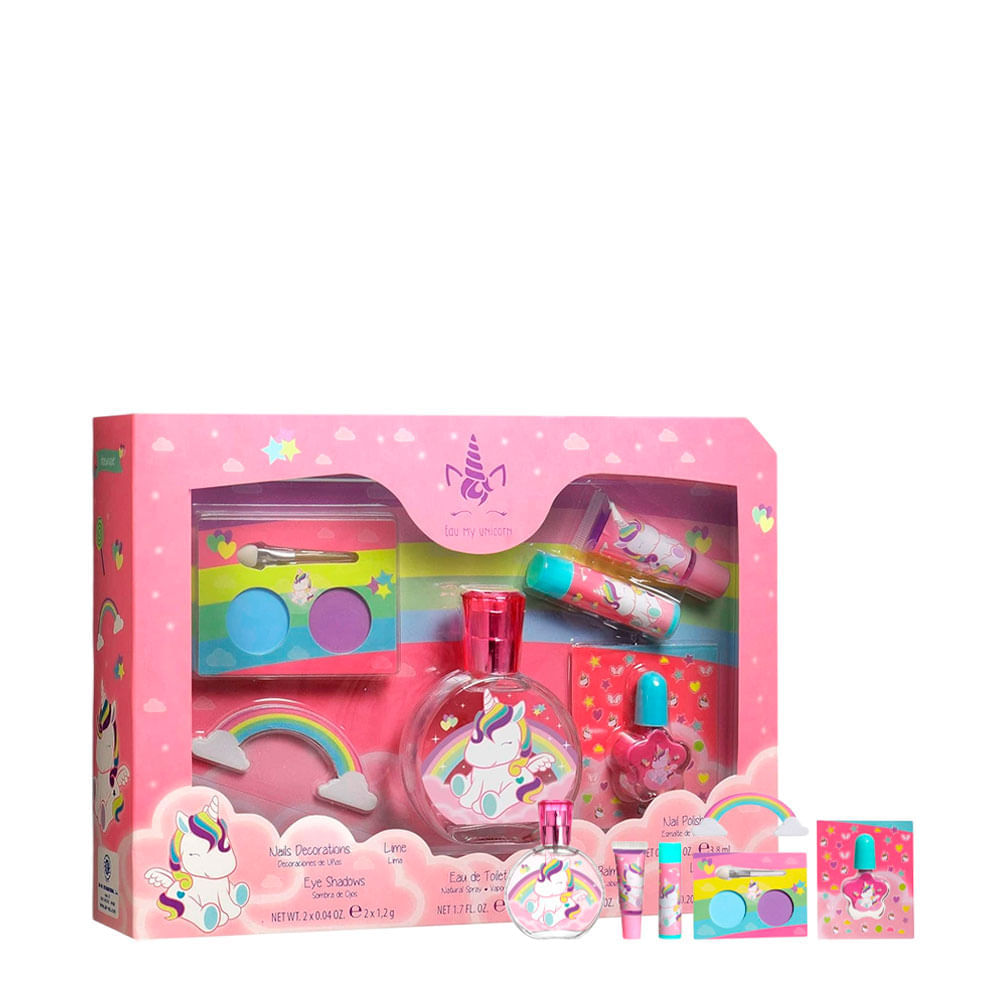 Kit Eau My Unicorn Feminino Eau de Toilette 50ml + Esmalte 3,8ml + Lip Balm 4g + Lip Gloss 6ml + Sombras