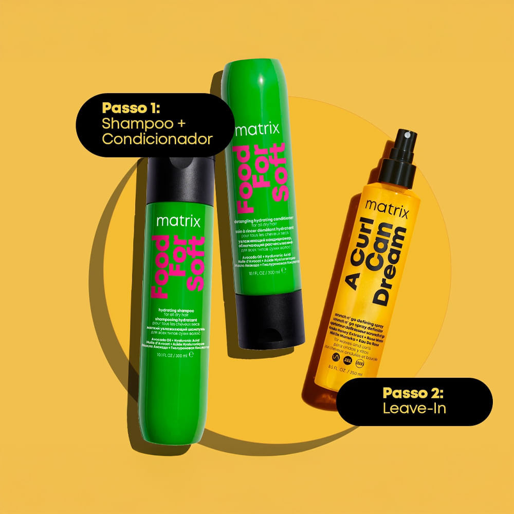 Kit Matrix Shampoo 300ml + Condicionador Food For Soft 300ml + Spray Ativador A Curl Can Dream 250ml
