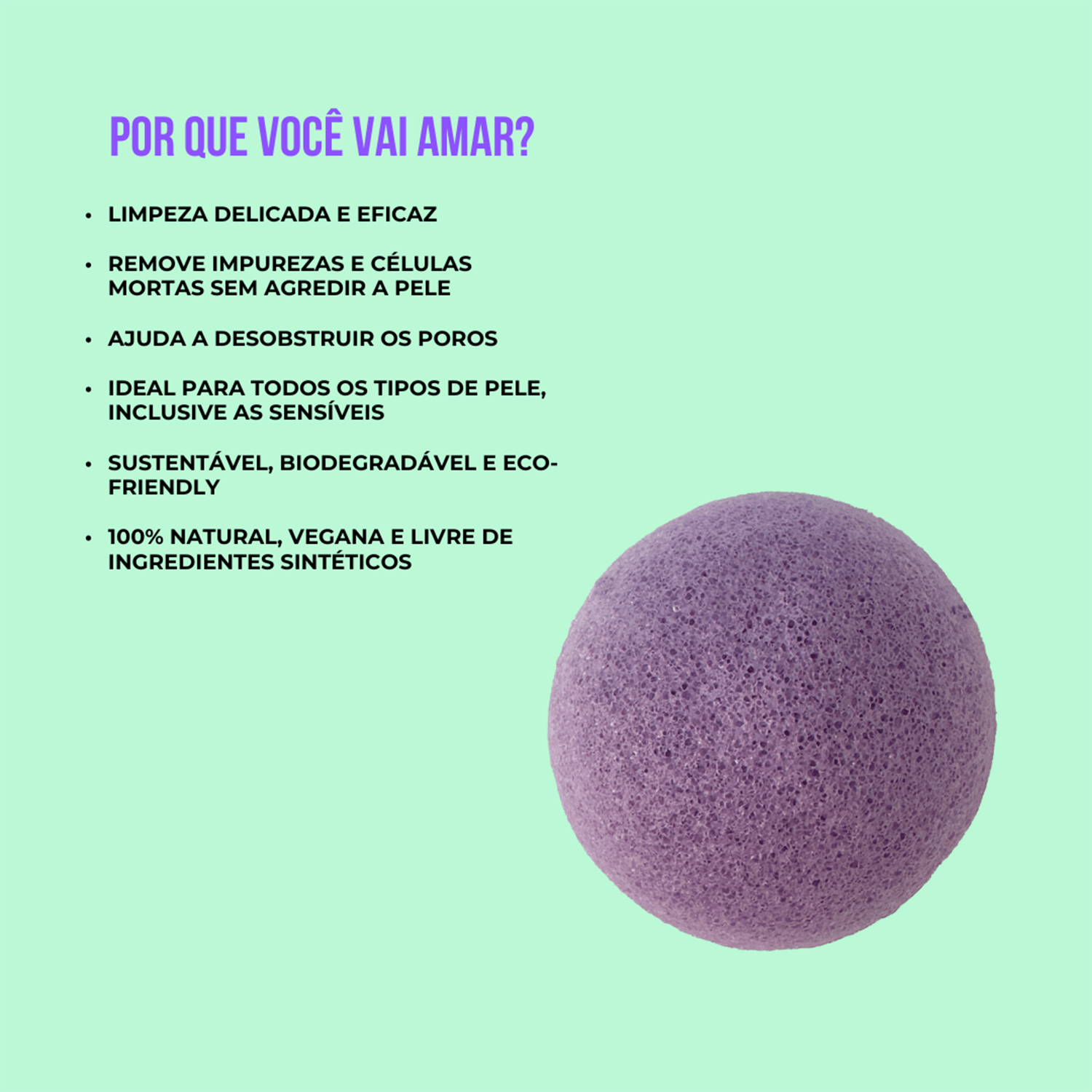 Kit Limpeza Suave Espuma de limpeza Facial 100ml + Esponja Konjac Lilás