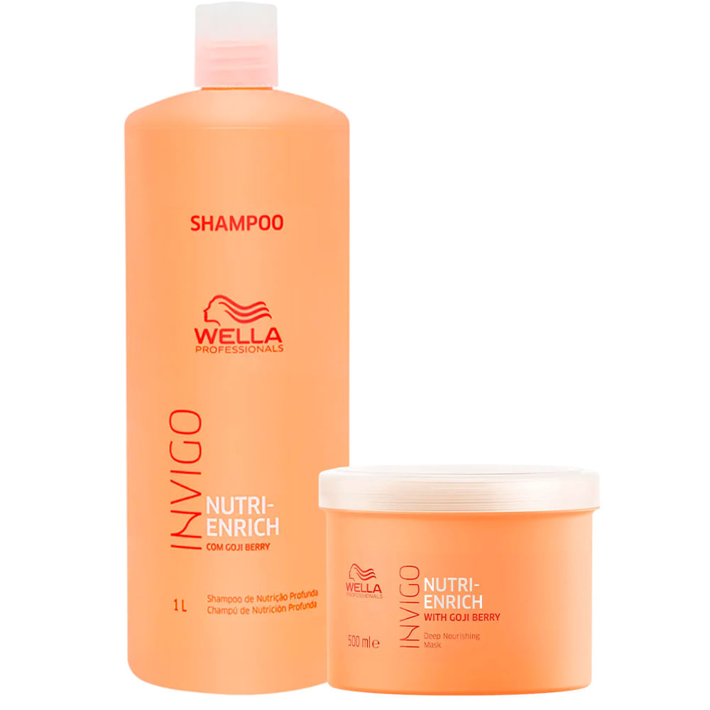 Kit Wella Shampoo 1L + Máscara Invigo Nutri Enrich 500ml