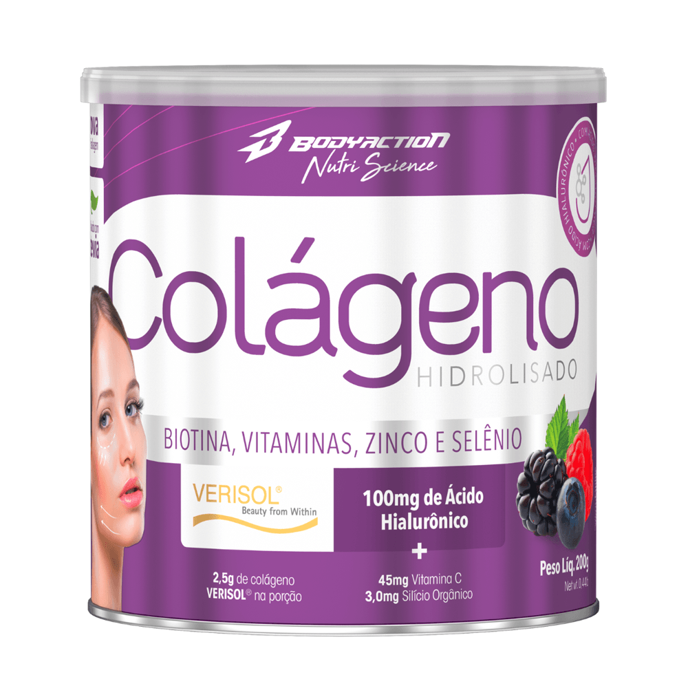Colágeno C/ Ácido Hialurônico Bodyaction Frutas Vermelhas 200g