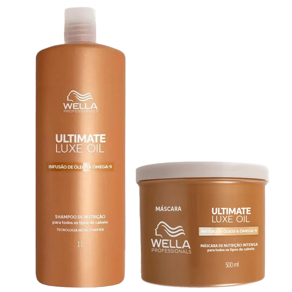 Kit Shampoo 1L + Máscara 500ml Ultimate Luxe Oil Wella Professional