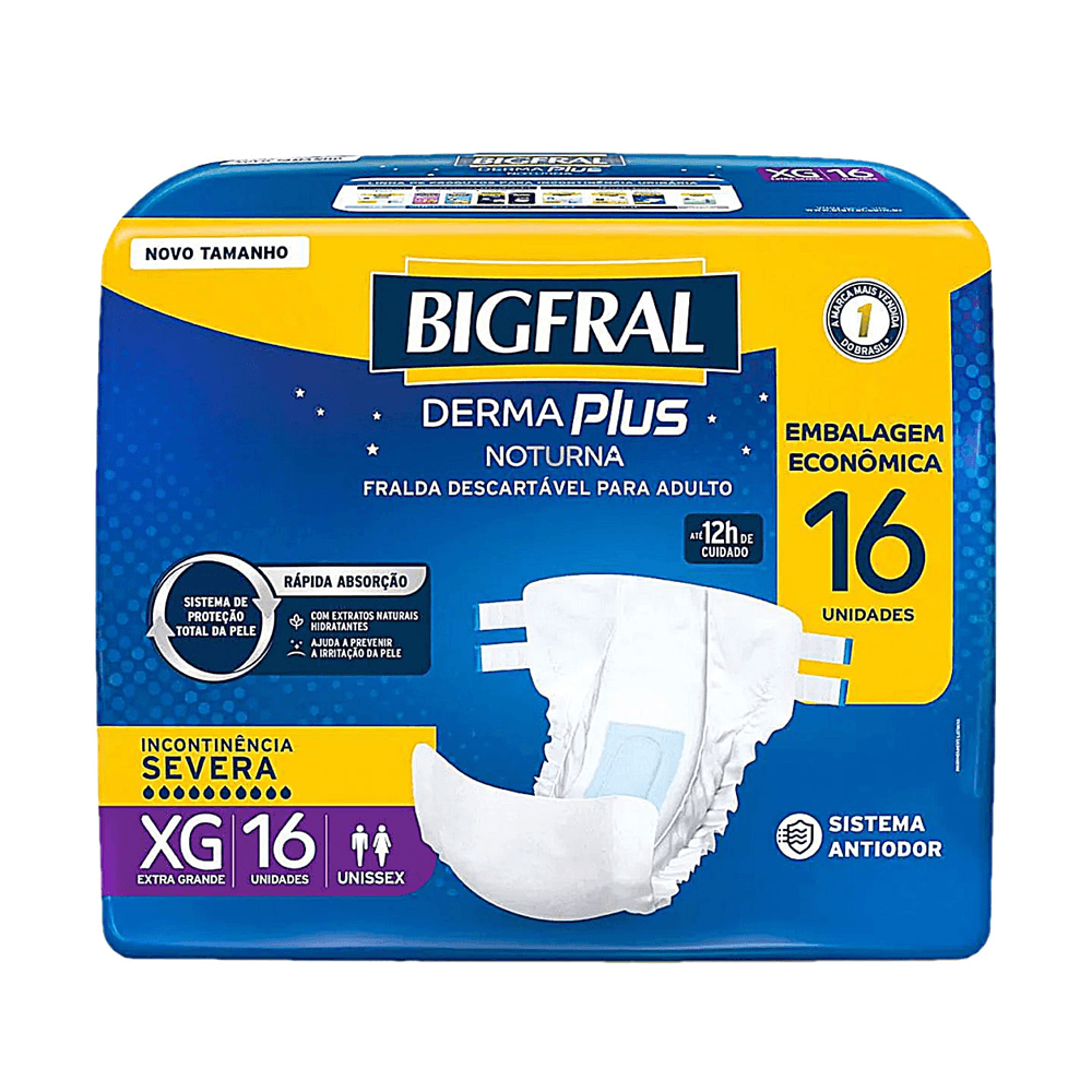 Fralda Geriátrica Derma Plus Noturna XG BigFral 16 unidades