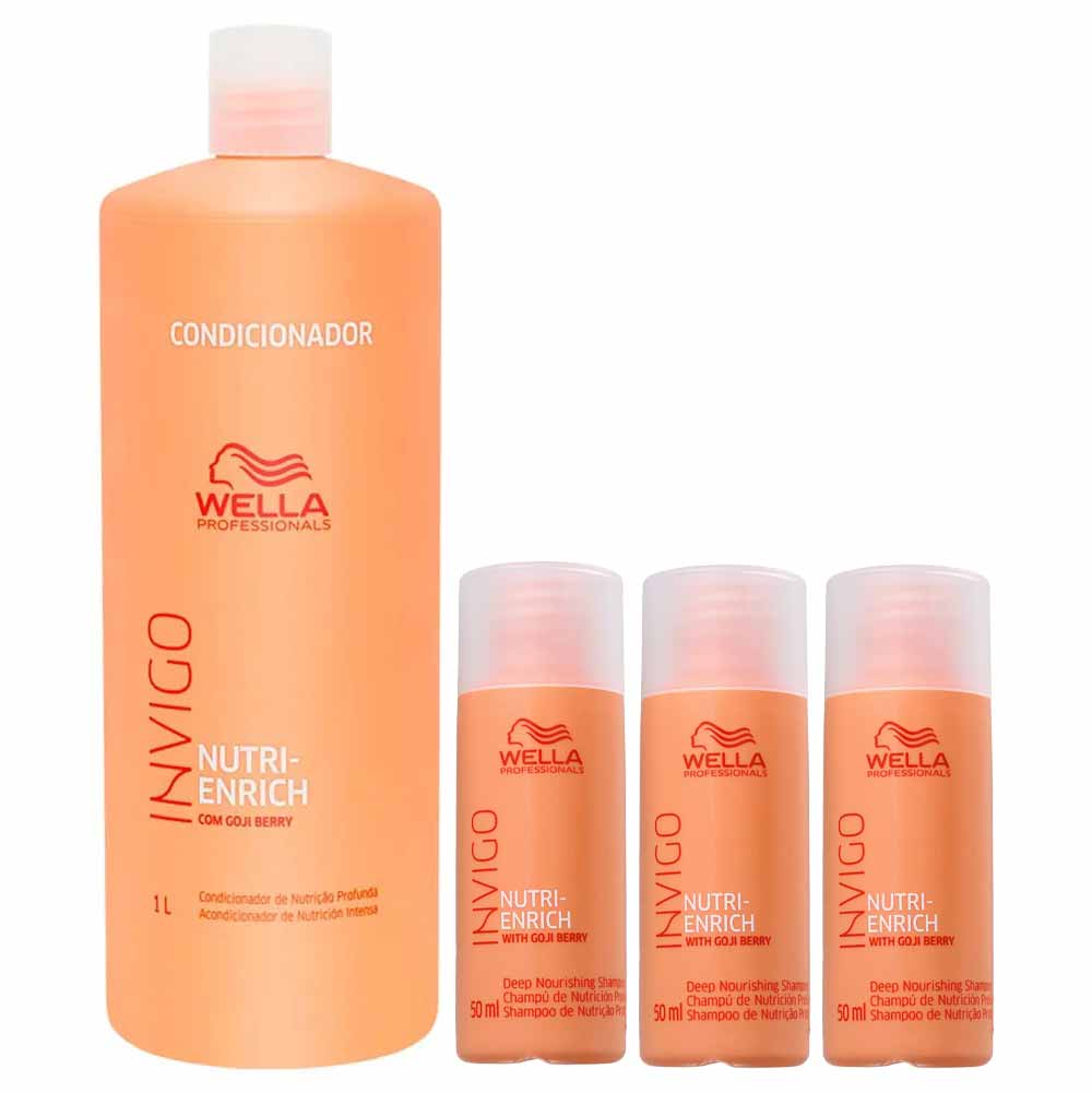 Kit Condicionador 1l + 3 Shampoos Invigo Nutri-enrich 50ml Wella Professionals