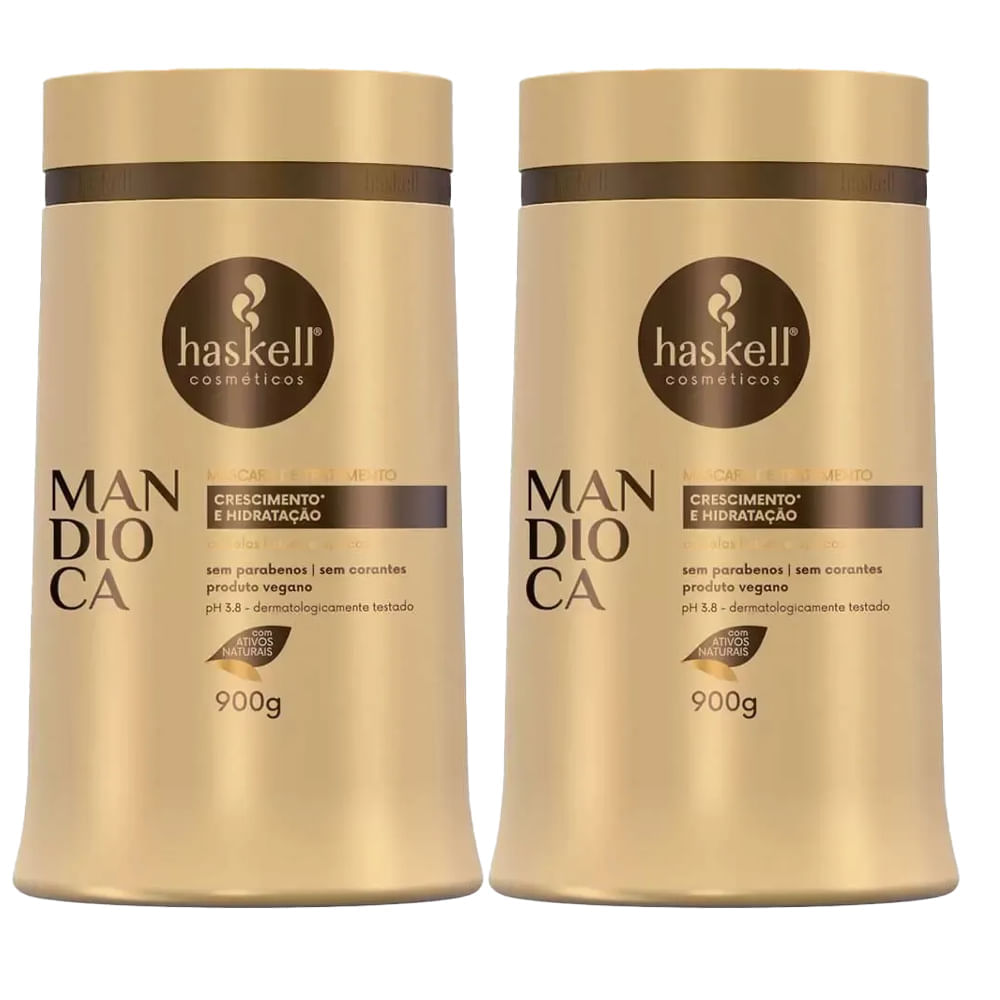 Kit 2 Máscara Capilar De Tratamento Haskell Mandioca 900g