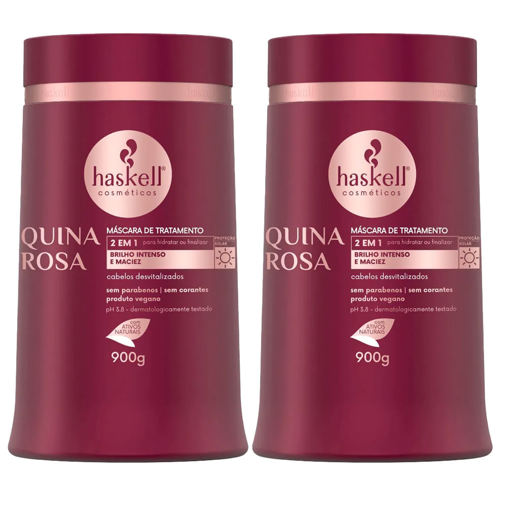 Kit 2 Máscara Capilar De Tratamento Haskell Quina Rosa 900g