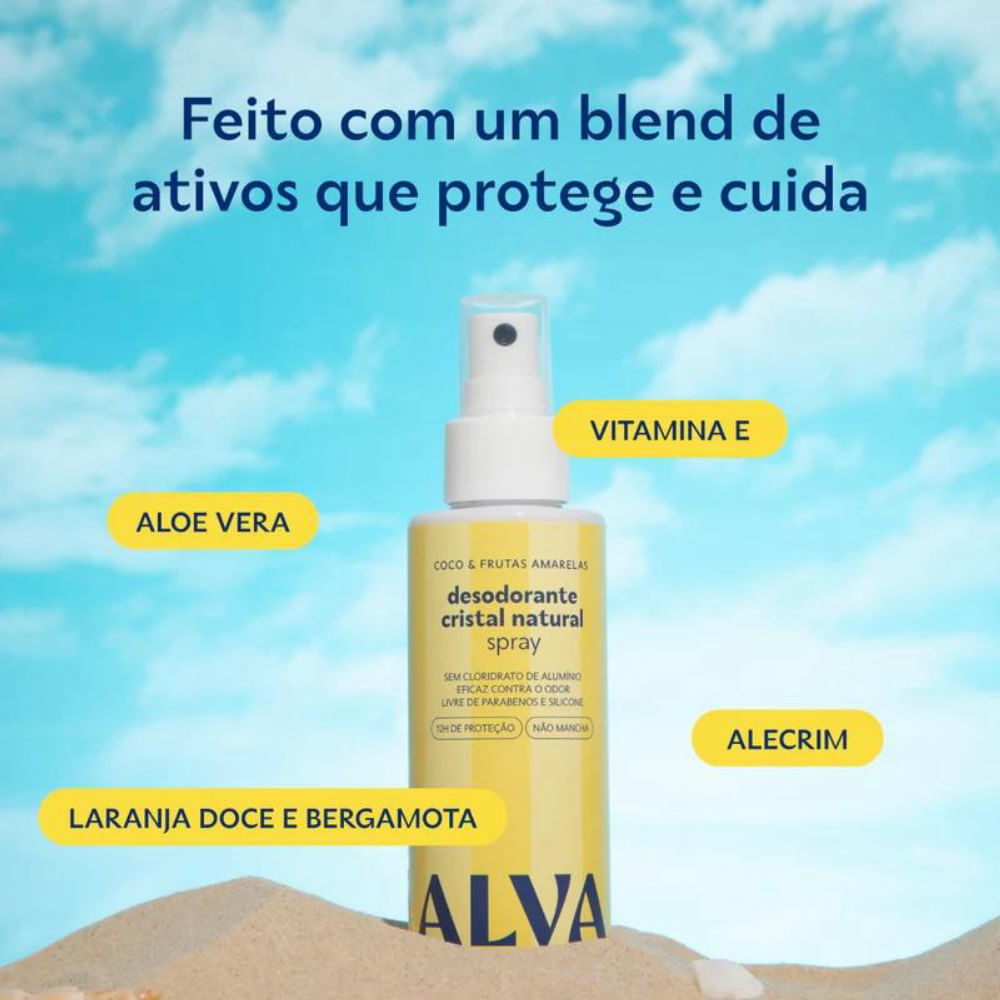 Spray Desodorante Natural Coco & Frutas Amarelas Alva 120ml