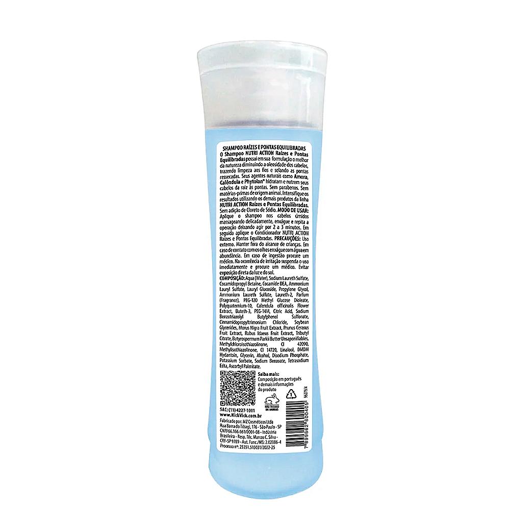 Kit Shampoo 260ml + Condicionador 260ml Raízes Pontas Equilibradas Nutri Nick Vick