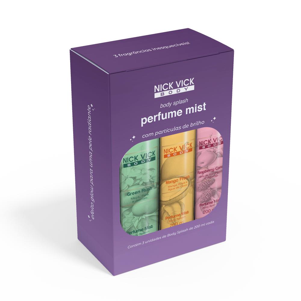 Kit Body Splash Raspberry 200ml + Candy Mango Fresh 200ml + Green Rush 200ml Nick Vick